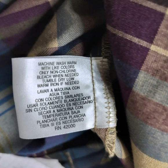 2465)Vtg 90's Expressions Multicolor Plaid Sleeveless Collar Shirt Dress Size 12 - Picture 8 of 8